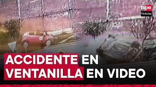 Ventanilla vehículo se despista da vueltas de campana y deja a una persona herida [upl. by Ahsiled]