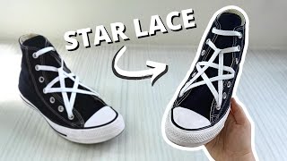 Star Lacing Shoes Tutorial  How To Star Lace Converse EASY [upl. by Lenor]