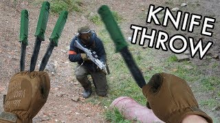 Guy Throws KNIVES at Airsoft Players [upl. by Dinse]