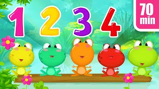 COMPTINES POUR ENFANTS  5 Petites Grenouilles  Apprendre à Compter  TITOUNIS [upl. by Natsirk]