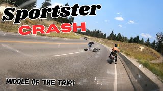 Sportster Crash in Invermere BC Motorcycle Trip 2024 [upl. by Broeder]