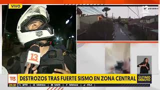 Reportan caída de revestimiento en edificio Dos Providencias tras fuerte temblor en la zona central [upl. by Ynez]