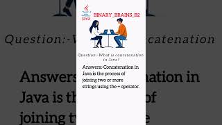 What Is Concatenation In Java ❓binarybrainsb2 ytshorts shorts java [upl. by Alekram]