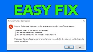 How To Fix Remote Desktop Cant Connect to the Remote Computer for One of These Reasons [upl. by Kcirret35]