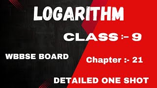 logarithm Oneshot  class 9  WBBSE With short tips and tricks [upl. by Collar]