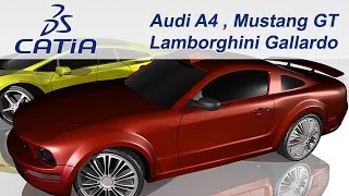 CATIA V5 amp KeyShot Audi A4  Mustang GT  Lamborghini Gallardo 3Drawing1 [upl. by Yardna877]