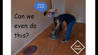 Sanding and staining floors Can we do it Part 1 [upl. by Roland409]