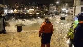 Storm tide strikes St Ives harbour [upl. by Dal]