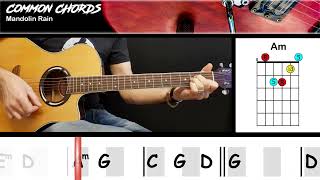 Mandolin Rain  Bruce Hornsby  EASY GUITAR CHORDS  Common Chords [upl. by Durwood642]