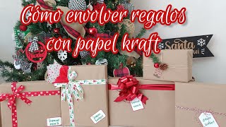 Cómo envolver un regalo con papel kraft Cómo envolver un regalo Envoltura de regalo de navidad [upl. by Si722]