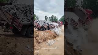 Truck Loaded With Gravel Parking Too Close To The Edge Of Foundation Pit And Easily Collapse [upl. by Nevets]