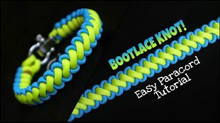 HOW TO MAKE BOOTLACE KNOT PARACORD BRACELET WITH SHACKLE EASY PARACORD TUTORIAL [upl. by Ettegdirb865]