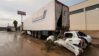 Apocalyptic scenes of floodhit industrial complex near Spains Valencia  AFP [upl. by Abad]