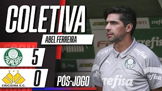 PALMEIRAS 5X0 CRICIÚMA  Abel Ferreira fala AO VIVO após o jogo [upl. by Ellah]