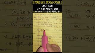 주간 ETF UPampDOWN 241108  조선 테슬라 방산 UP ETF shorts [upl. by Immat]