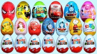 20 Surprise Eggs 7 Kinder Surprise Disney Pixar Cars 2 Thomas Spongebob [upl. by Nyltyak23]