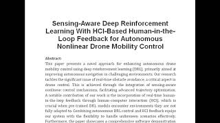 Sensing Aware Deep Reinforcement Learning With HCI Based Human in the Loop Feedback for Autonomous N [upl. by Joline]