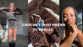 Crochet mini dress tutorial Quick  easy  Beginner friendly [upl. by Analise837]