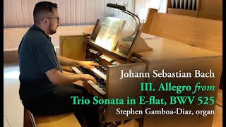 III Allegro  Trio Sonata in Eflat major BWV 525 by JS Bach  Stephen GamboaDiaz organ [upl. by Dnomso]