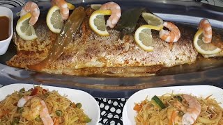 طريقة تحضير سمك السلمون في الفرن مع سلاطة الشعرية الروز recette de saumon au four [upl. by Selena]