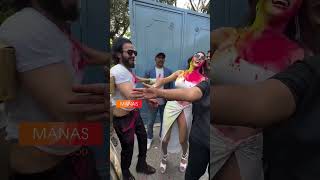 Sherlyn Chopra celebrates Holi with her husband sherlynchopra manasbollywood bollywoodnews [upl. by Odanref]