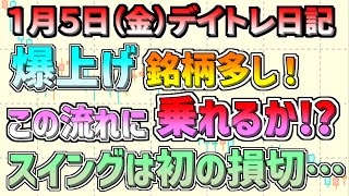 【デイトレ結果】大型株は上がってるの多し！ スイング５０万円チャレンジは初の損切、、、 [upl. by Johppah]