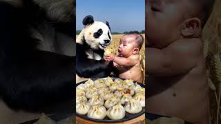 The red panda and the baby are fighting over the dumplings They taste so delicious and so cute R [upl. by Frederich679]