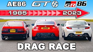 Toyota GR86 v GT86 v AE86 DRAG RACE [upl. by Lisle]