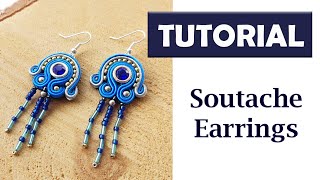 TUTORIAL Soutache Earrings DIY Beadwork How to make earrings Handmade Embroidery [upl. by Htrap]