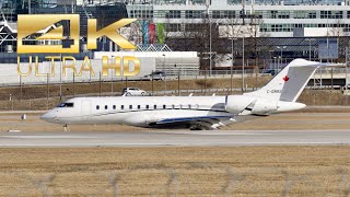 4K Bombardier Global Express XRS Chartright Air CGNRS arrival at Munich Airport MUC EDDM [upl. by Nauh]