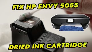 How to Clean Dried Ink Cartridge of HP Envy 5055  Printhead Blocked amp Clogged [upl. by Ellerahs688]