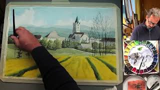 A timelapse of watercolor painting quotCanola Fieldquot [upl. by Ecnadnak]