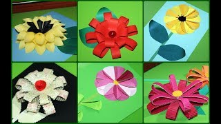 Proste kwiaty z papieru simple paper flowers mother day gift kids flowers simple greeting cards [upl. by Eniamret962]