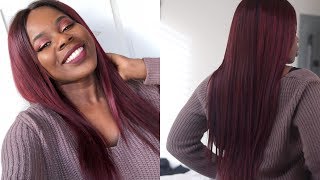 How to Dye Hair from Black to Burgundy in One Step NO BLEACH  TheAdeTomi [upl. by Nohsad]