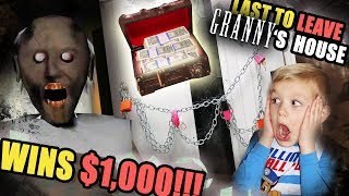 Last to Leave Grannys LOCKED House Wins 1000 Dollars CASH  Grannys House Game In REAL LIFE [upl. by Konstance]