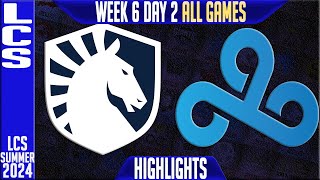 TL vs C9 Highlights ALL GAMES  LCS W6D2 Summer 2024  Team Liquid vs Cloud9 Week 6 Day 2 [upl. by Nnazil102]