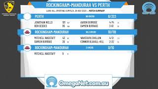 WA Premier Cricket  Mens First Grade  Round 7  RockinghamMandurah v Perth  Day 2 [upl. by Chic]