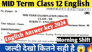 😱 class 12 english answer key 2024 Morning shift class 12 english solved paper 2024🔥 [upl. by Adnolahs]