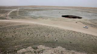 Flaming Gas Crater Day  Turkmenistan Darvaza [upl. by Lennor]