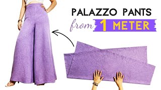 Very Easy Palazzo Pants Cutting and Stitching from Only 1 Meter  Loyce DIY sewing [upl. by Lynnett]