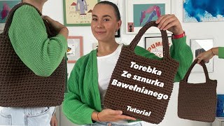 Duża torebka na ramię ze sznurka bawełnianego  tutorial 🧶 [upl. by Levine]