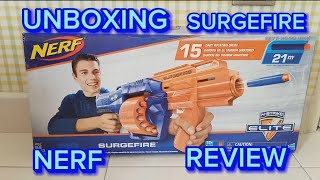 NERF ELITE SURGEFIRE UNBOXING AND REVIEW  NERFTY DUDES [upl. by Virginie]