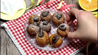 CASTAGNOLE RIPIENE DI NUTELLA  Frittelle di Carnevale anche Bimby [upl. by Kandy]