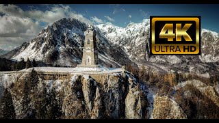 Sacrario Militare del Monte Pasubio 4K Ossario Cinematic Video Drone Dji Mini2 Snow [upl. by Ellehciram336]