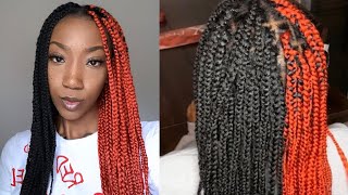 KNOTLESS DIY SPLIT COLOR BOX BRAIDS TUTORIAL  beginner friendly [upl. by Nnairak]