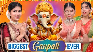 TINY vs GIANT GANPATI Challenge  Making Worlds Biggest Paper Ganpati At Home  DIY Queen [upl. by Lindsay]