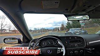 Big Single Turbo Saab 93 Aero 28l V6 POV360 Cam Drive  Racing Audi S4  Full Send [upl. by Oemac]