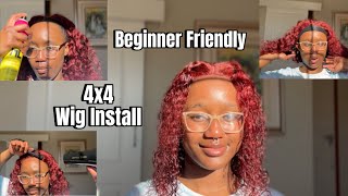 How To Install 4x4 Curly Closure Wig  Beginner Friendly  South African YouTuber [upl. by Pedersen]