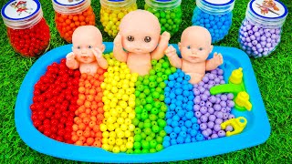 Satisfying Video l How to make Rainbow Bathtub with Mixing Playdoh Balls amp Fruits Cutting ASMR [upl. by Erreid36]