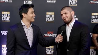 Khabib responds to claims he would defeat Israel Adesanya  UFC Hall of Fame [upl. by Asel736]